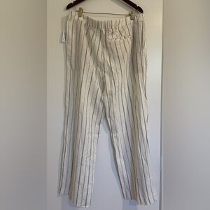 Old Navy White and Gray Striped Linen-Blend Chinos